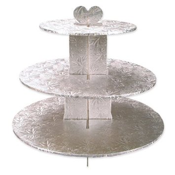 3 tier silver cupcake stand for rent in Toronto